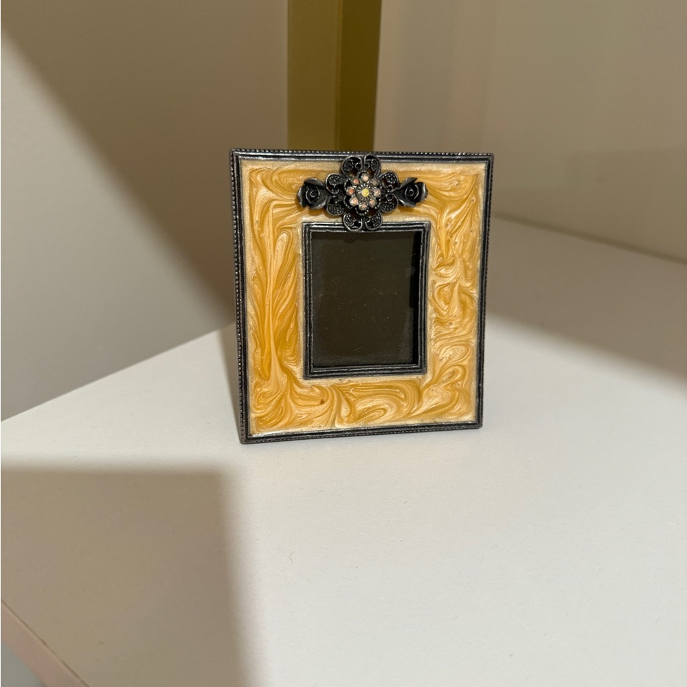 Tiny vintage picture frame- metal and glass